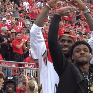 LeBron and Bronny finish a fan's O-H with the iconic I-O | ESPN College Football