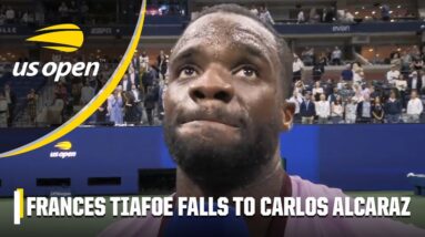 Frances Tiafoe gets a standing ovation after congratulating Carlos Alcaraz on the win | 2022 US Open