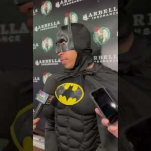 Grant Williams does an interview... as Batman 🤣🦇 (via @JaredWeissNBA/Twitter)