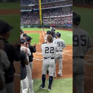 View from the Yankees dugout of Aaron Judge's 62nd home run @Yankees