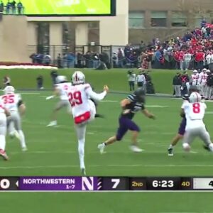 A 77-yard touchback with ease...the wind at Northwestern is no joke 😳