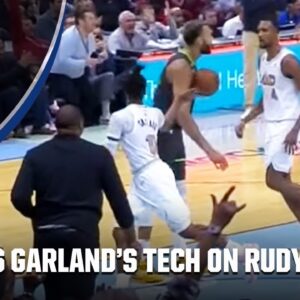 Darius Garland T'd up for striking Rudy Gobert after halftime buzzer beater | NBA on ESPN