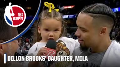 Dillon Brooks' daughter, Mila, just wanted to say hey 🤣🥺