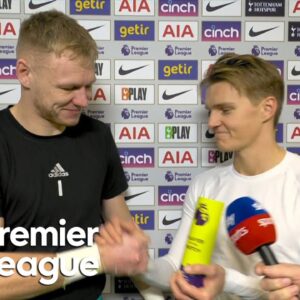 Martin Odegaard, Aaron Ramsdale discuss massive derby win | Premier League | NBC Sports
