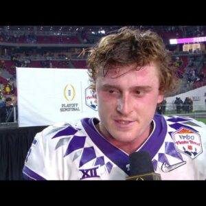 Max Duggan reacts to TCU making the College Football Playoff National Championship