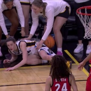 Caitlin Clark shoved into bench area by Javyn Nicholson, ruled intentional foul 👀