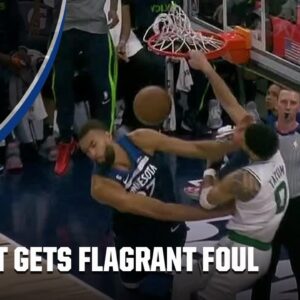 Rudy Gobert gets Flagrant Foul after Jayson Tatum takes hard fall after dunk | NBA on ESPN