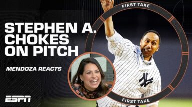 Jessica Mendoza preps Stephen A. for his next FIRST PITCH ⚾🖐🏾 | First Take