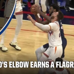 Joel Embiid gets flagrant 1 foul for elbowing Jusuf Nurkic | NBA on ESPN