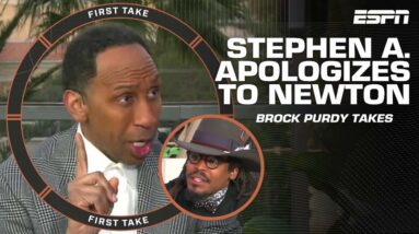 Stephen A. apologizes to Cam Newton for the Brock Purdy blowback 👀 | First Take